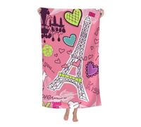 KWQDOZF Serviette de Plage - Serviette en Fibre de Polyester Ultra Douce avec imprimés vibrants et Design Polyvalent 32 x 52 Pouces - Paris Tower Love