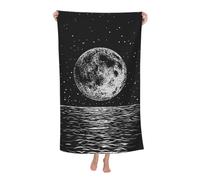 KWQDOZF Serviette de Plage - Serviette en Fibre de Polyester Ultra Douce avec imprimés vibrants et Design Polyvalent 32 x 52 Pouces - Moon Sea