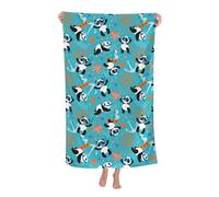 KWQDOZF Serviette de Plage - Serviette en Fibre de Polyester Ultra Douce avec imprimés vibrants et Design Polyvalent 32 x 52 Pouces - Panda Sea
