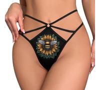 KWQDOZF String Sexy Sunflower Save The Bees pour Femmes, sous-vêtements en Maille, Culotte Invisible, Dos en T