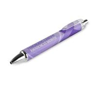 KWQDOZF Stylo à bille rétractable à pointe fine (0,5 mm) pour le mois de sensibilisation à la maladie d'Alzheimer, écriture fluide, encre gel noire, 1 pièce
