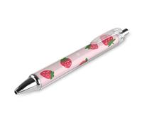 KWQDOZF Stylo à bille rétractable haut de gamme, écriture fluide et élégante, encre à séchage rapide, joli motif à pois roses fraise.