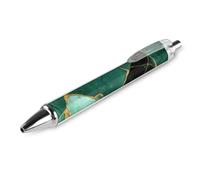 KWQDOZF Stylo à bille rétractable haut de gamme, écriture fluide et élégante, encre à séchage rapide, vert émeraude marbré, paillettes dorées, marbre vert
