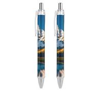 KWQDOZF Stylo à bille rétractable Rocky Mountain Range, encre noire, grip ultra-souple, pointe moyenne 0,5 mm, lot de 2