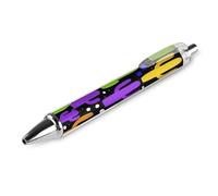 KWQDOZF Stylo bille classique à pointe fine 0,5 mm, encre noire, écriture fluide, fournitures de bureau, motif cactus psychédélique