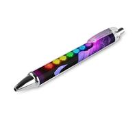 KWQDOZF Stylo bille unisexe de bureau tendance, pointe fine 0,5 mm, encre noire, écriture fluide, motif lotus violet mandala des sept chakras (yoga et méditation).