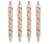 KWQDOZF Stylos à bille à motif coq et poussins mignons, pointe fine (0,5 mm), rétractables, écriture fluide, encre gel noire, lot de 4