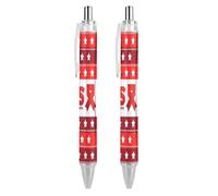 KWQDOZF Stylos à bille rétractables pour le mois de sensibilisation à la SLA, pointe fine (0,5 mm), écriture fluide, encre gel noire, lot de 2