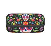 KWQDOZF Sugar Horror Skull and Flowers Trousse à Crayons de Grande capacité, Trousse à stylos, Trousse de Maquillage pour Filles et garçons, école, Bureau et Voyage