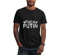 KWQDOZF T-Shirt « Fuck Poutine » (Ukraine) - Manches Courtes - Noir