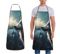 KWQDOZF Tablier imperméable à l'eau Wolf at Night pour hommes et femmes A Cottage by The Sea Tabliers de cuisine Bavoirs de chef pour la pâtisserie