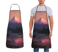 KWQDOZF Tablier imperméable Sunset Mountains Lake Bavoir réglable pour hommes et femmes Tour of The Balloon Tabliers de cuisine Bavoirs de chef pour la pâtisserie