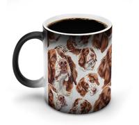 KWQDOZF Tasse à café changeante de chaleur avec motif de chien épagneul breton, tasse à thé magique en céramique imprimée fantaisie pour le bureau, la maison, les femmes et les hommes