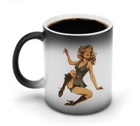 KWQDOZF Tasse à café changeante de chaleur avec motif pin-up sexy - Tasse à thé magique en céramique imprimée fantaisie pour le bureau, la maison, les femmes et les hommes
