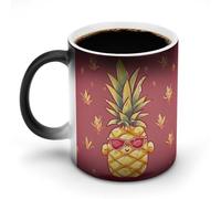 KWQDOZF Tasse à café décolorée 12 oz, en céramique imprimée pin, avec poignée, changeant de couleur, amusante, pour thé, soupe, lait, latte