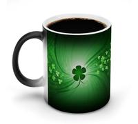 KWQDOZF Tasse à café décolorée 12 oz, motif Happy St Patrick's Day, en céramique imprimée, avec poignée, changeant de couleur, amusante, pour thé, soupe, lait, latte