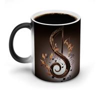 KWQDOZF Tasse à café décolorée 12 oz, motif musical imprimé, en céramique, avec poignée, changeant de couleur, amusante, pour thé, soupe, lait, latte