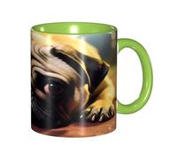 KWQDOZF Tasse à café drôle de carlin qui pleure - Tasse en céramique bicolore de 11 oz avec motif 3D | Cadeaux mignons pour hommes, femmes, bureau, travail