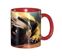 KWQDOZF Tasse à café drôle de carlin qui pleure - Tasse en céramique bicolore de 11 oz avec motif 3D | Cadeaux mignons pour hommes, femmes, bureau, travail