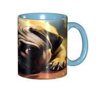 KWQDOZF Tasse à café drôle de carlin qui pleure - Tasse en céramique bicolore de 11 oz avec motif 3D | Cadeaux mignons pour hommes, femmes, bureau, travail