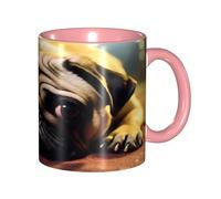 KWQDOZF Tasse à café drôle de carlin qui pleure - Tasse en céramique bicolore de 11 oz avec motif 3D | Cadeaux mignons pour hommes, femmes, bureau, travail