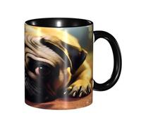 KWQDOZF Tasse à café drôle de carlin qui pleure - Tasse en céramique bicolore de 11 oz avec motif 3D | Cadeaux mignons pour hommes, femmes, bureau, travail