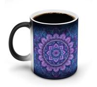 KWQDOZF Tasse à café en céramique changeant de couleur, motif mandala violet et bleu, tasse à thé fantaisie, tasse à eau amusante pour la maison et le bureau, 325 ml