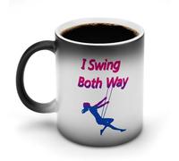 KWQDOZF Tasse à café humoristique bisexuelle « I Swing Both Ways » - Tasse à thé amusante à couleur changeante pour homme et femme - Anniversaire