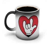 KWQDOZF Tasse à café humoristique en langue des signes ASL « Je t'aime » - Tasse à thé à couleur changeante - Pour homme et femme - Pour anniversaire