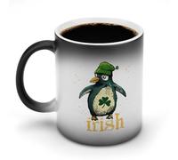 KWQDOZF Tasse à café humoristique irlandaise avec motif pingouin pour la Saint-Patrick, tasse à thé à couleur changeante, pour homme et femme, anniversaire