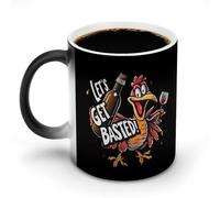 KWQDOZF Tasse à café humoristique « Let's Get Basted » pour Thanksgiving, tasse à thé amusante à couleur changeante pour homme et femme, anniversaire