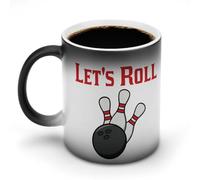 KWQDOZF Tasse à café humoristique « Let's Roll » au bowling, tasse à thé à couleur changeante, pour homme et femme, anniversaire