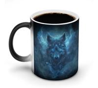 KWQDOZF Tasse à café humoristique représentant le roi loup ailé et la lune, tasse à thé à couleur changeante pour homme et femme, anniversaire