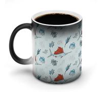 KWQDOZF Tasse à café humoristique représentant un thon rouge géant, changeant de couleur, idéale pour les anniversaires d'hommes et de femmes