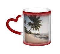 KWQDOZF Tasse à changement de couleur avec palmier de plage de sable dans le ciel - Enchantez vos moments