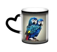 KWQDOZF Tasse changeante de couleur avec un perroquet bleu qui fait un câlin dans le ciel - Enchantez vos moments