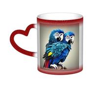KWQDOZF Tasse changeante de couleur avec un perroquet bleu qui fait un câlin dans le ciel - Enchantez vos moments