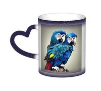 KWQDOZF Tasse changeante de couleur avec un perroquet bleu qui fait un câlin dans le ciel - Enchantez vos moments