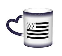 KWQDOZF Tasse Drapeau de Bretagne Tasse en céramique sensible à la chaleur changeant de couleur Tasse isotherme Tasse de voyage fantaisie unique Tasses pour la maison 11 OZ