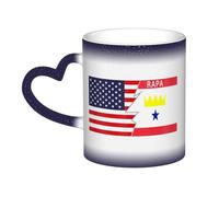 KWQDOZF Tasse en céramique avec drapeau de Rapa et de l'Amérique, sensible à la chaleur, changement de couleur, tasse isolée, nouveauté, tasses de voyage uniques, tasses pour la maison, 11 oz