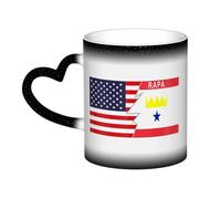 KWQDOZF Tasse en céramique avec drapeau de Rapa et de l'Amérique, sensible à la chaleur, changement de couleur, tasse isolée, nouveauté, tasses de voyage uniques, tasses pour la maison, 11 oz