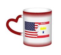 KWQDOZF Tasse en céramique avec drapeau de Rapa et de l'Amérique, sensible à la chaleur, changement de couleur, tasse isolée, nouveauté, tasses de voyage uniques, tasses pour la maison, 11 oz