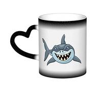 KWQDOZF Tasse en céramique avec motif de requin en colère, sensible à la chaleur, changeant de couleur, isolée, nouveauté, unique, pour voyage, pour la maison, 11 oz