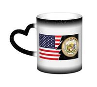 KWQDOZF Tasse en céramique avec sceau de l'État d'Hawaï et d'Amérique, sensible à la chaleur, changement de couleur, tasse isolée, nouveauté, tasses de voyage uniques, tasses pour la maison, 11 OZ