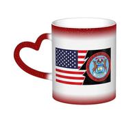 KWQDOZF Tasse en céramique avec sceau du Michigan et de l'Amérique, sensible à la chaleur, changeant de couleur, isolée, nouveauté, unique, pour voyage, pour la maison, 11 oz