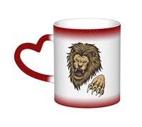 KWQDOZF Tasse en céramique sensible à la chaleur en forme de lion en colère, tasse à changement de couleur, tasse isolée, tasse de voyage unique et fantaisie, tasses pour la maison, 11 oz