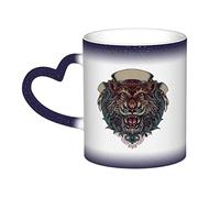 KWQDOZF Tasse Terror Of The Tiger en céramique sensible à la chaleur, changement de couleur, tasse isolée, nouveauté, tasses de voyage uniques, tasses pour la maison, 11 OZ