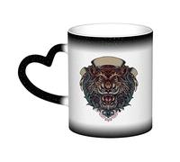 KWQDOZF Tasse Terror Of The Tiger en céramique sensible à la chaleur, changement de couleur, tasse isolée, nouveauté, tasses de voyage uniques, tasses pour la maison, 11 OZ