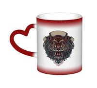 KWQDOZF Tasse Terror Of The Tiger en céramique sensible à la chaleur, changement de couleur, tasse isolée, nouveauté, tasses de voyage uniques, tasses pour la maison, 11 OZ