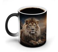 KWQDOZF Tasses à café thermosensibles imprimées avec des animaux créatifs et des lions. Tasse à café changeant de couleur. Image complète révélée lorsque la chaleur est ajoutée.